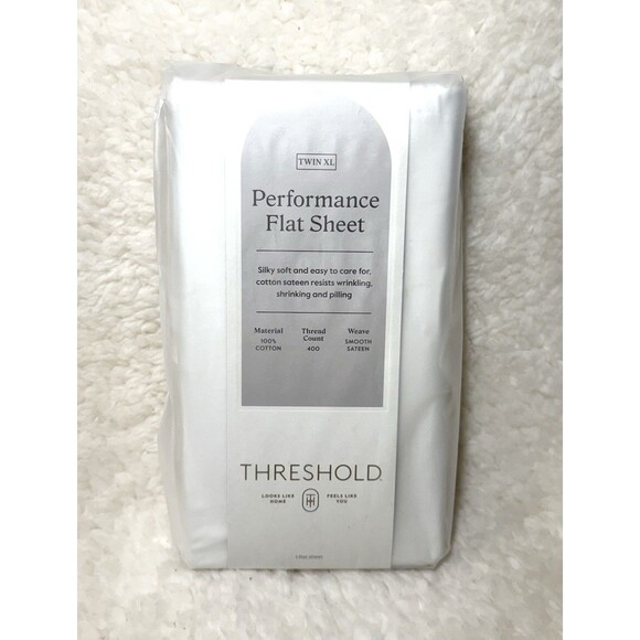 Twin XL 400 Thread Count Performance Flat Sheet Sour Cream - Threshold - Picture 5 of 6